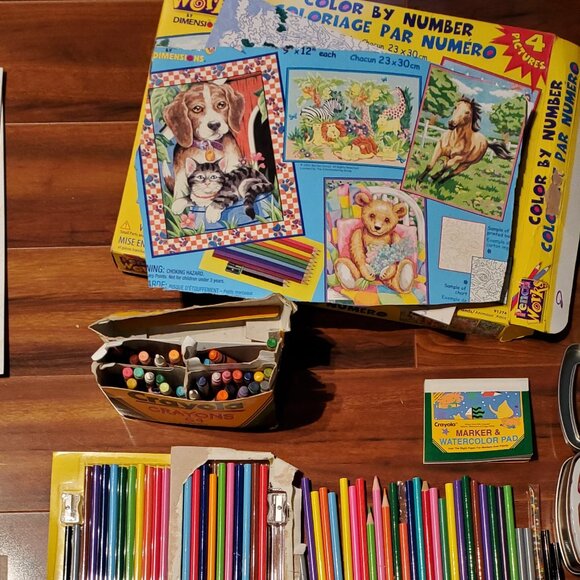 LOT Kids Art Color Paint By Num Colored Pencils Paint Winky Dinks Foil Art - Picture 3 of 16